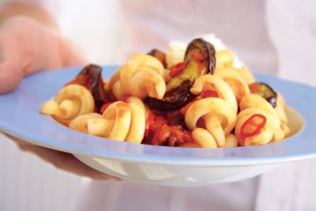 Pasta met aubergine