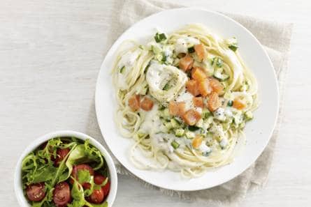 Spaghetti carbonara met zalm