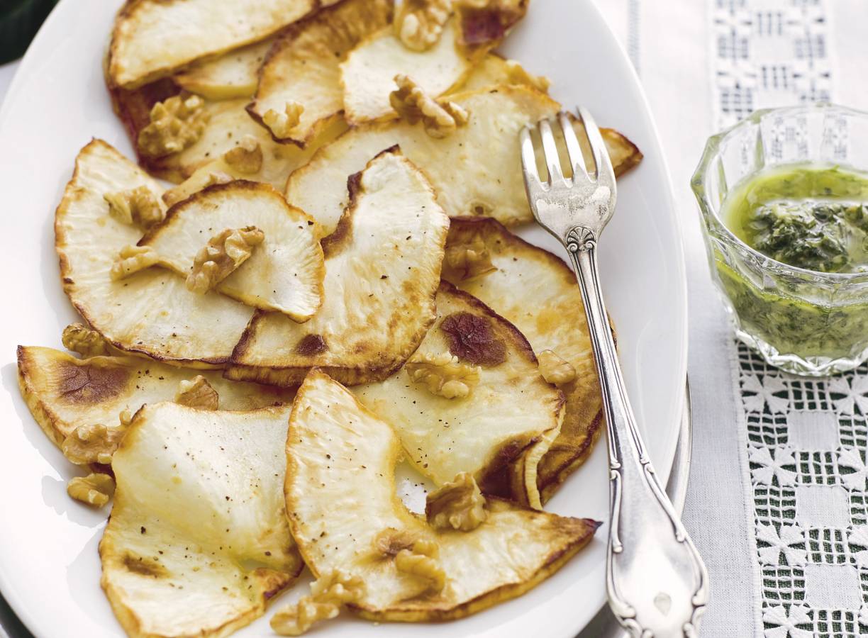 Knolselderij met pesto