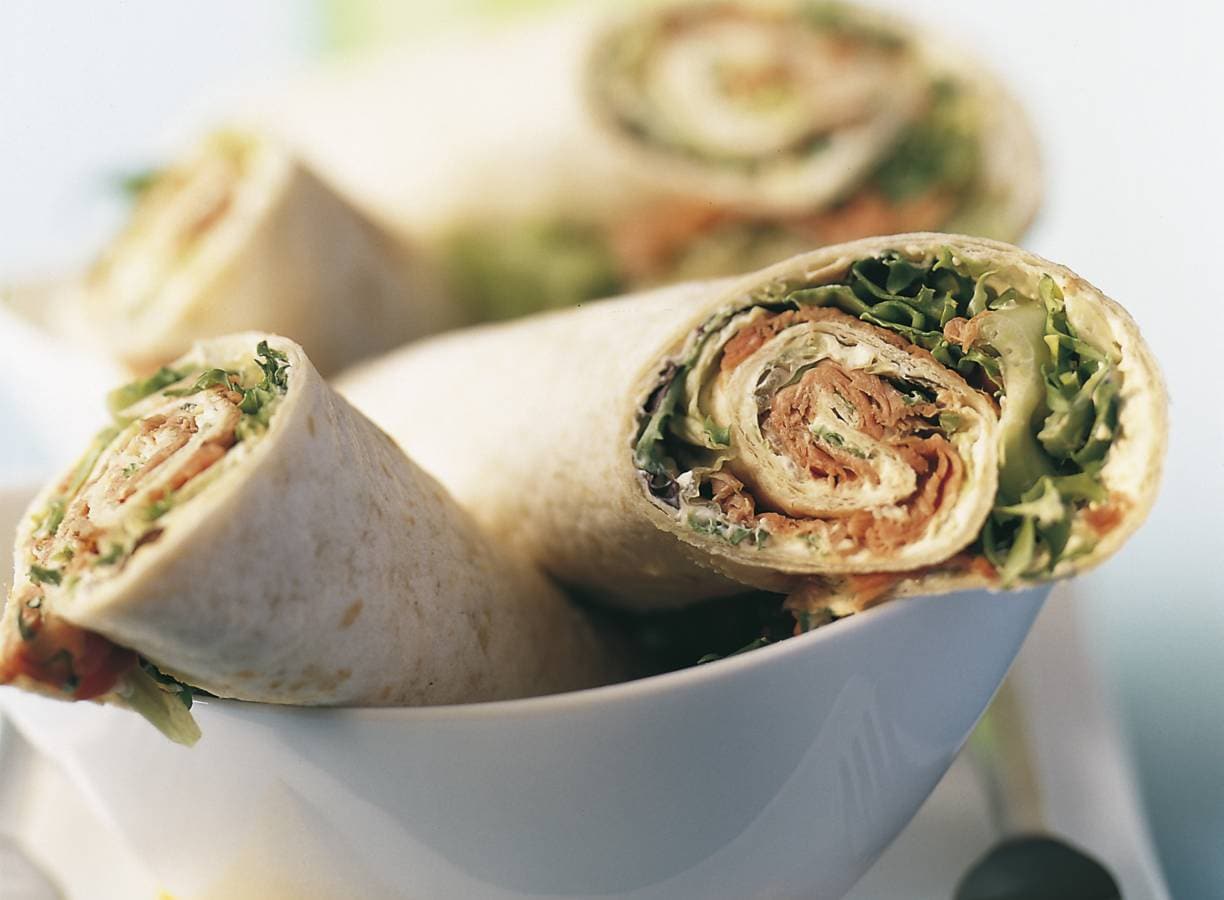 Tortillawraps met rosbief en zure room