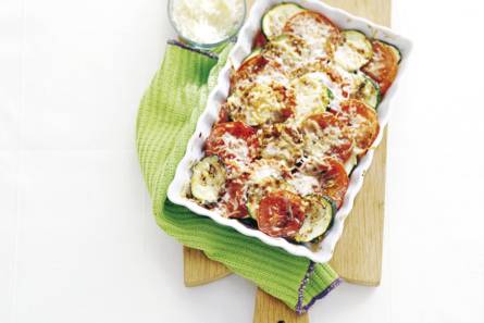 Trostomaat en courgette