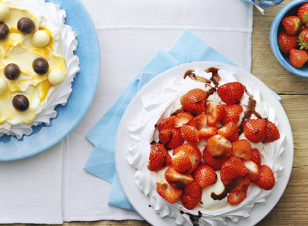 Pavlova dame blanche met aardbeien