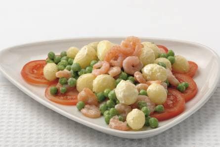 Garnalen-maaltijdsalade met slanke dressing