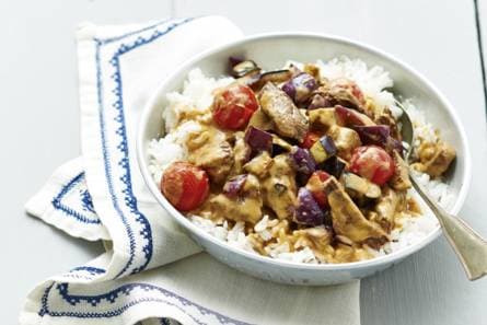 Thaise biefcurry met aubergine
