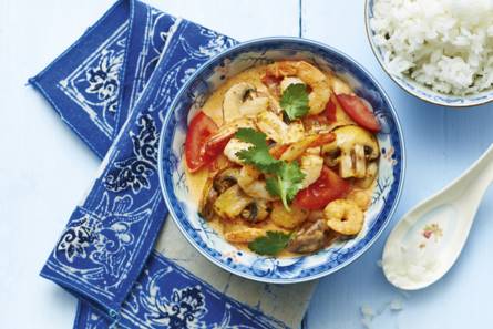 Thaise garnalencurry met tomaat