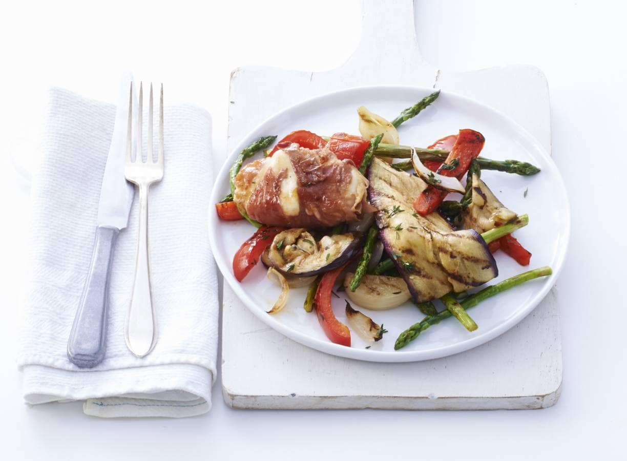 Mozzarellapakketjes met gegrilde groenten