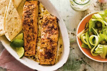 Gemarineerde zalm en botersla