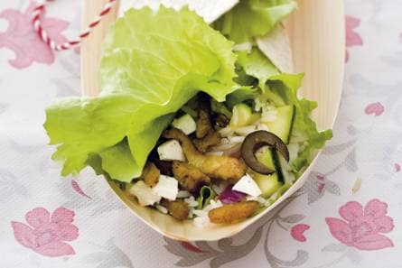 Wraps met Griekse gyrossalade en witte rijst