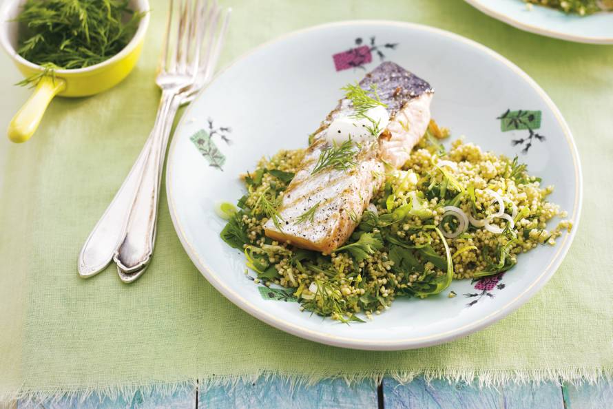 Quinoasalade Met Zalm Op De Huid Recept Allerhande Albert Heijn