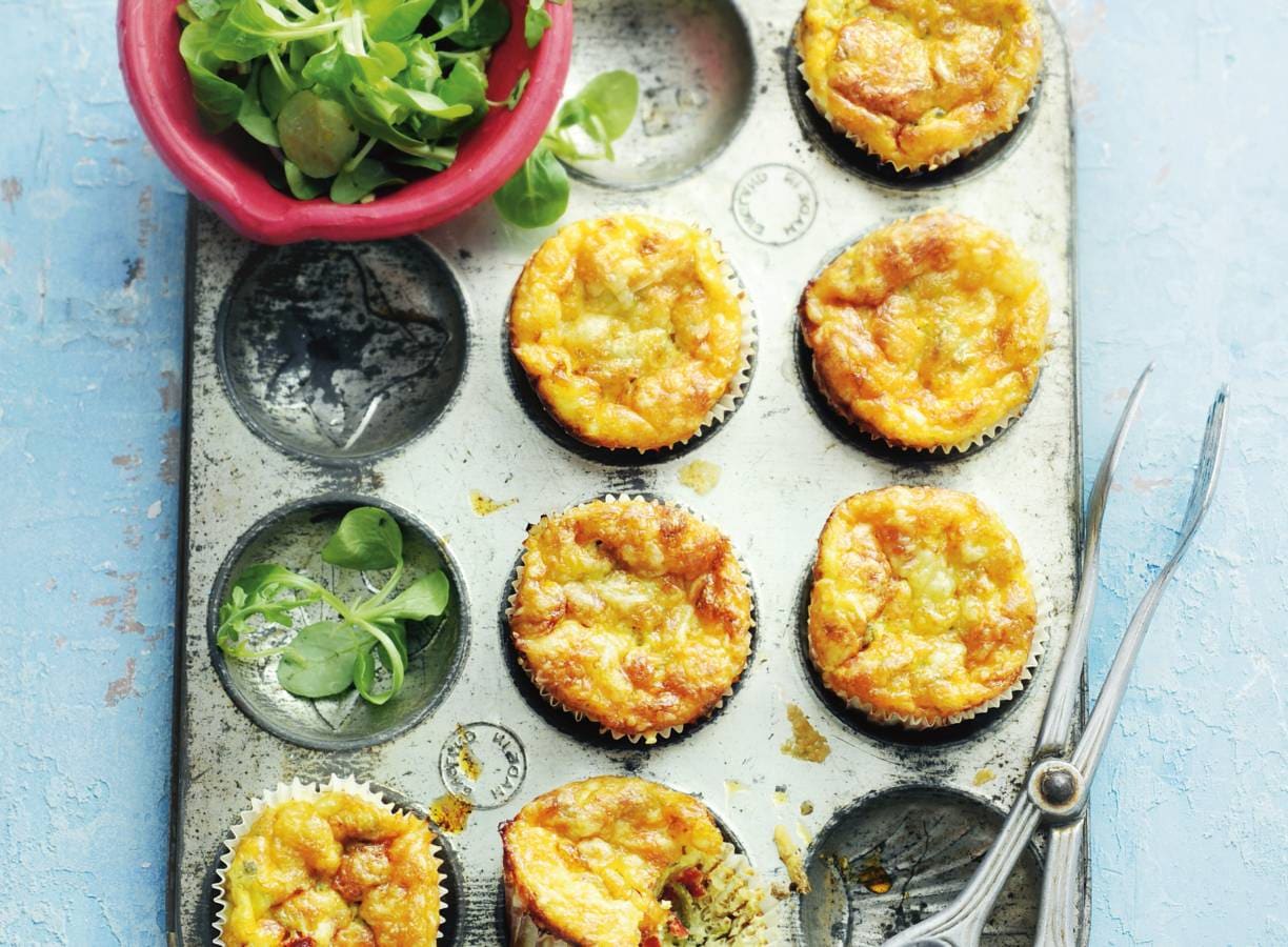 Minifrittata met chorizo en courgette