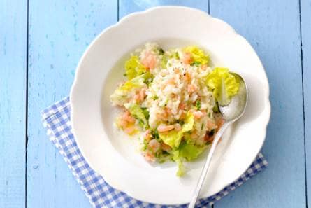 Risotto met kropsla en garnalen