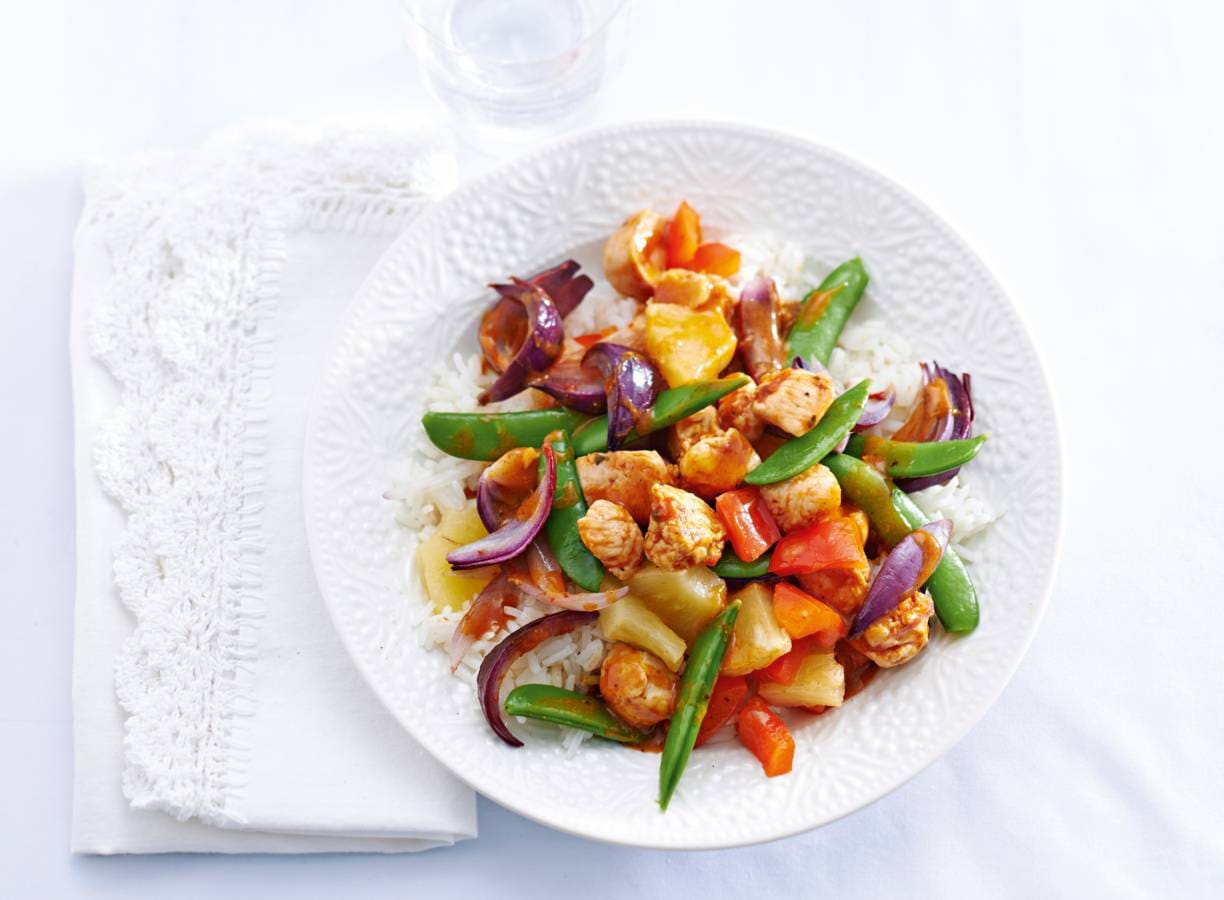Kalkoen Hawaï met sugarsnaps