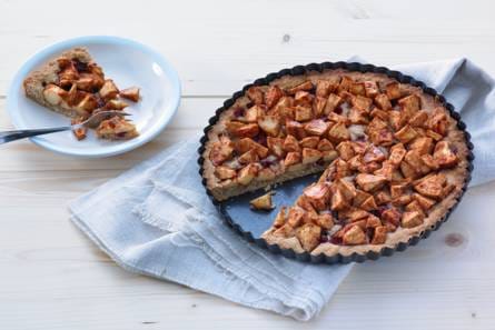 Suikervrije appeltaart met havermout en cranberry’s