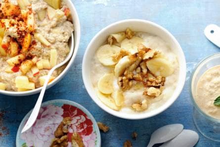 Havermoutpap met banaan en walnoten