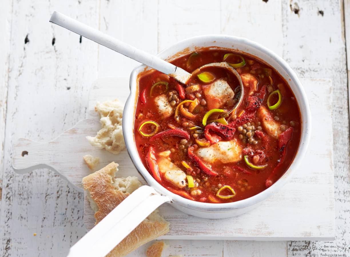 Mediterrane maaltijdsoep met pangasius