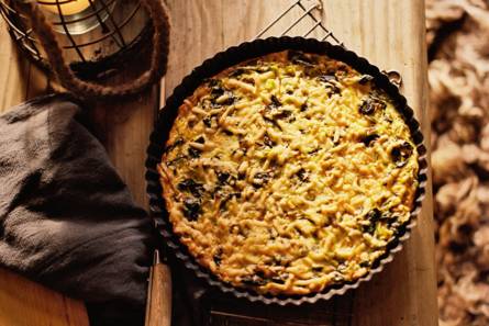 Ovenomelet met prei en spinazie