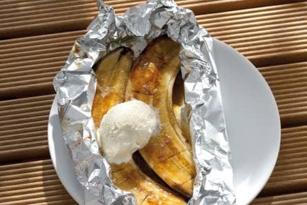 Banaan met rum en sinaasappel