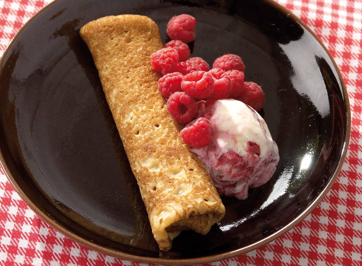 Chocoladepannenkoek met frambozen