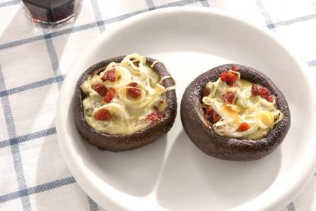 Portobello met blauwaderkaas en prei