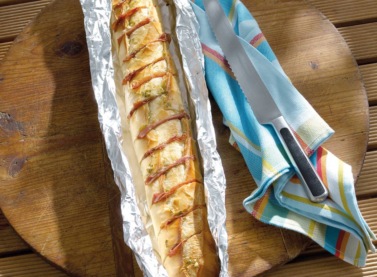 Gevuld stokbrood met ham