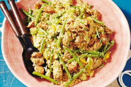 Jambalaya met chorizo en kip