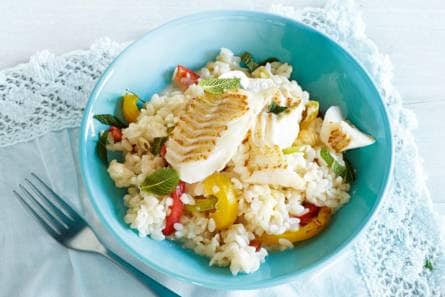 Paprikarisotto en schelvis