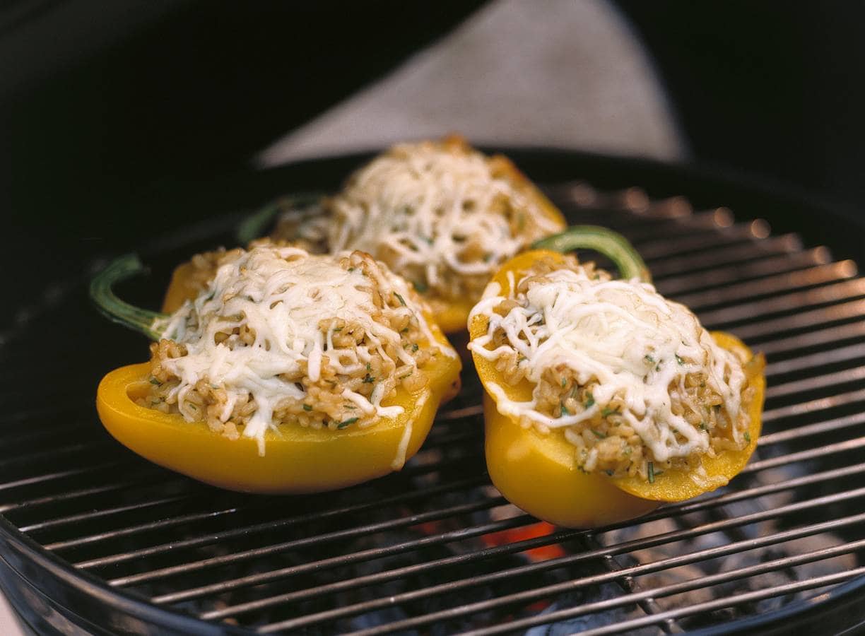 Gevulde paprika's met risotto en mozzarella