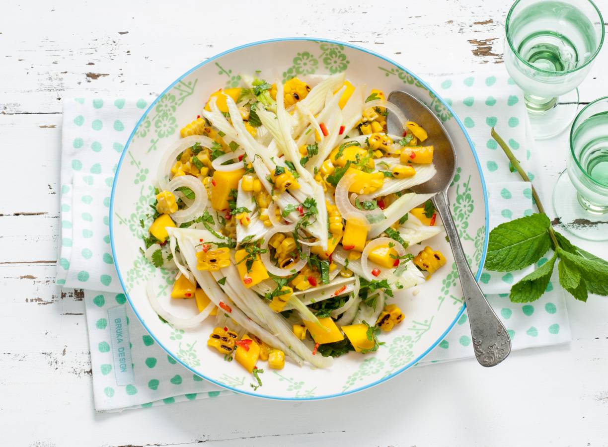 Maissalade met venkel en mango
