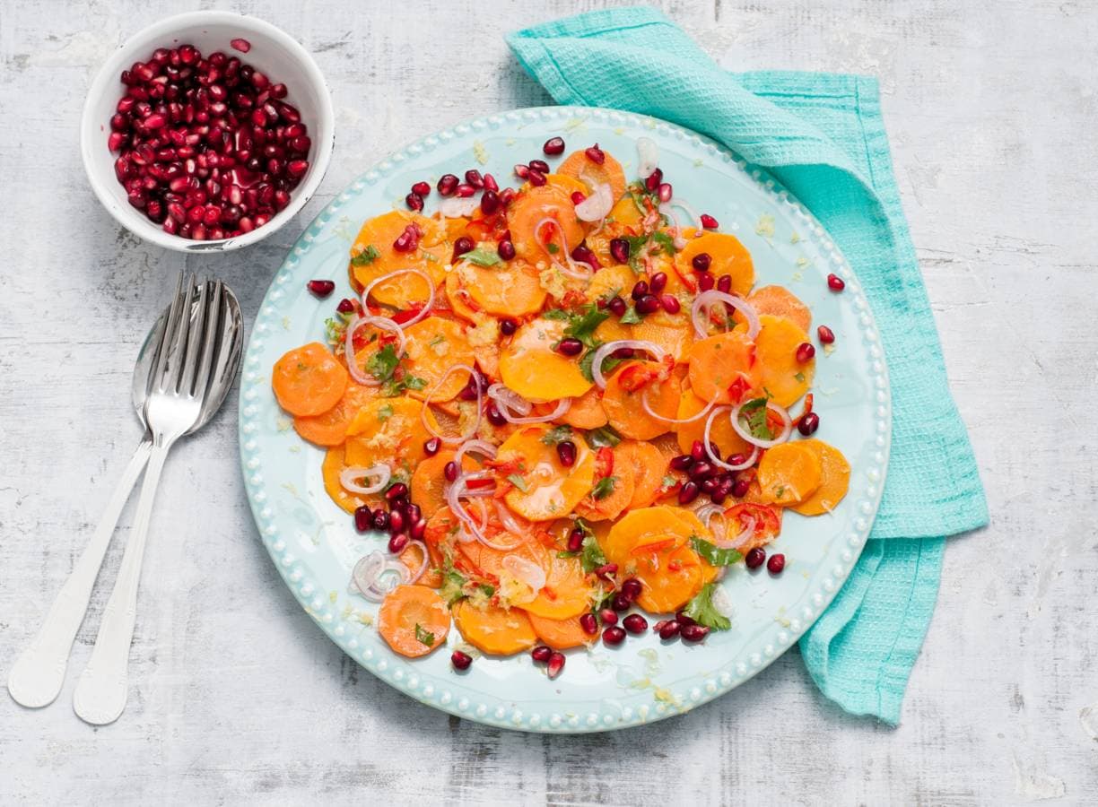 Salade van zoete aardappel met cevichedressing