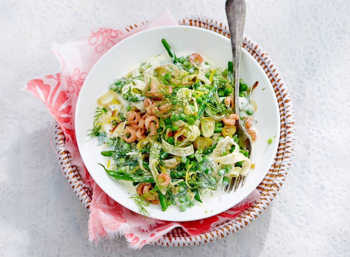 Tagliatelle met citroen en Hollandse garnalen