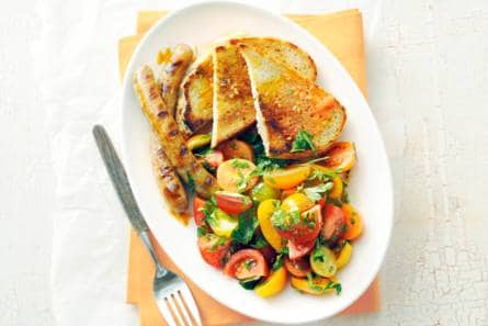 Tomatensalade met lamsworstjes