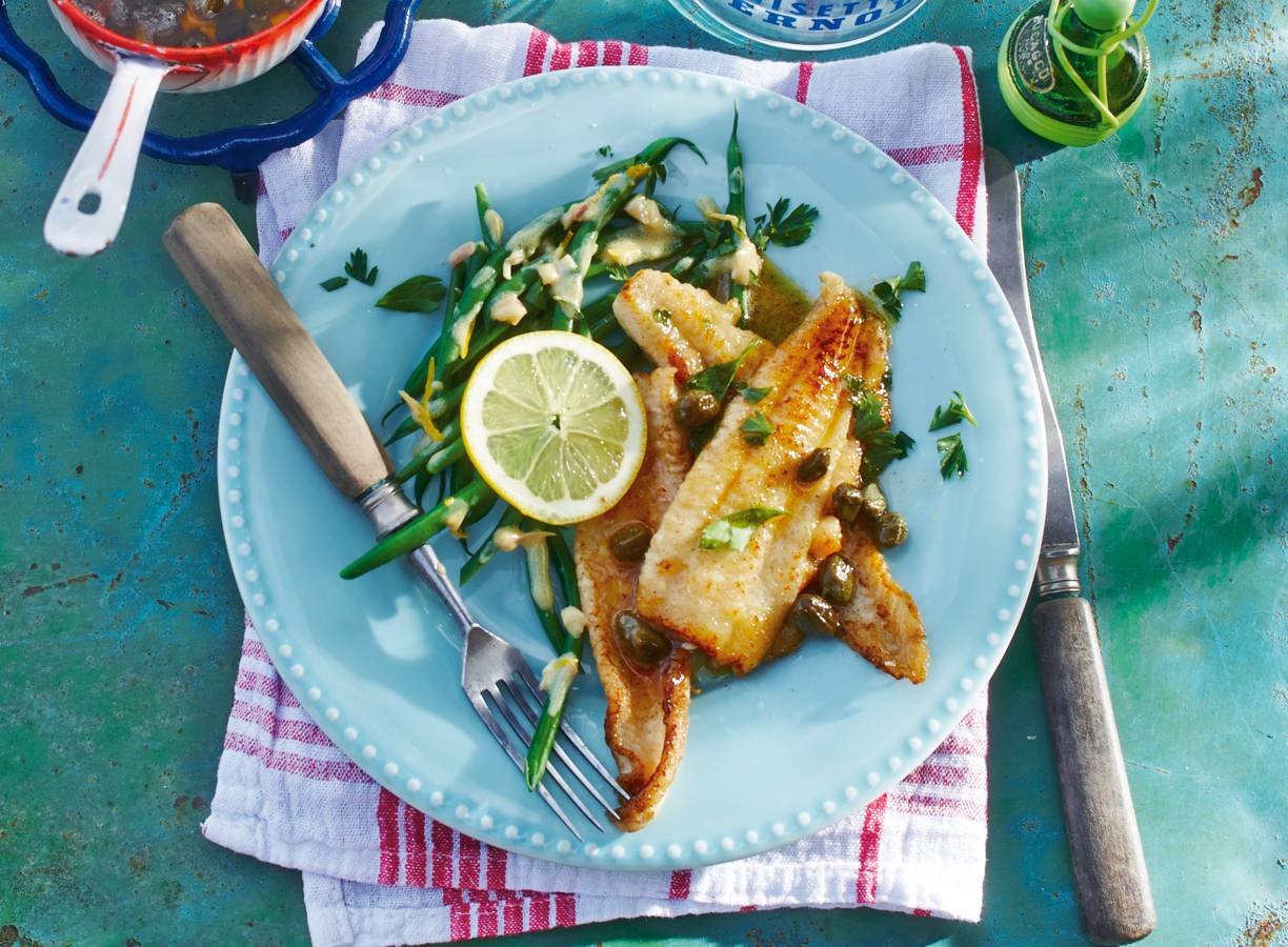 Tong met gebruinde boter & haricots verts