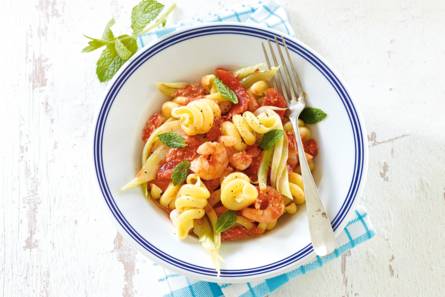 Pasta met tomaat, venkel & garnalen