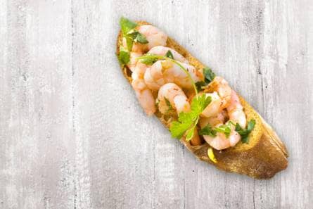 Bruschetta pittige garnalen