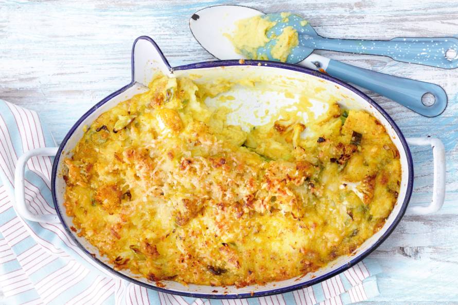 Gegratineerde bloemkoolstamp