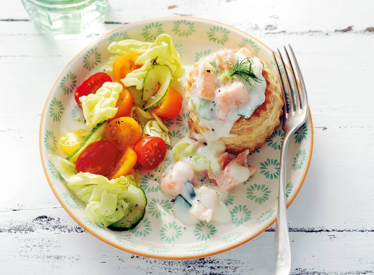 Prei-visragout met salade