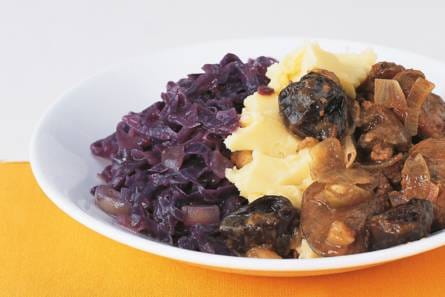 Kippenlevertjes met pruimen