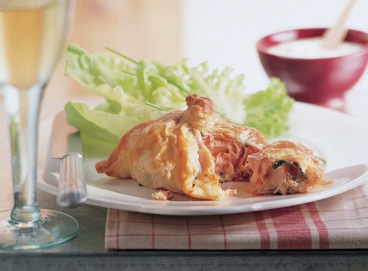 Zalm in deegkorst