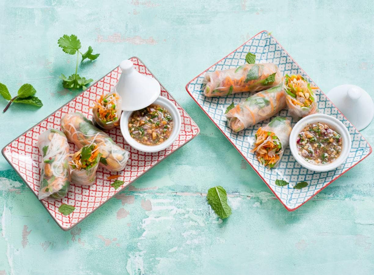 Vegetarische rijstvelloempia’s