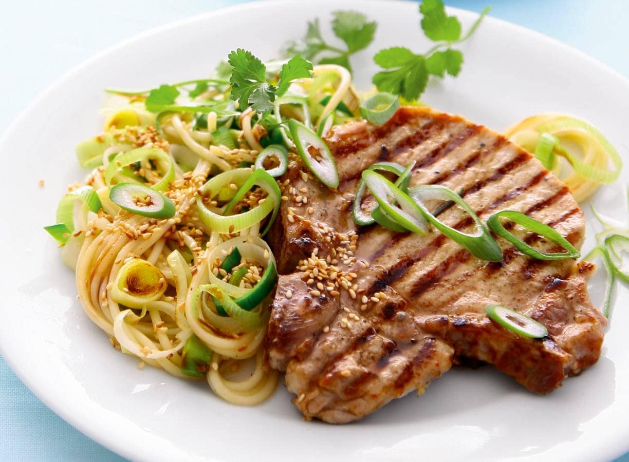 Gemberkarbonade met spaghetti
