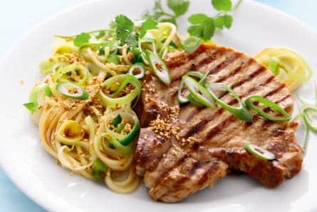Gemberkarbonade met spaghetti