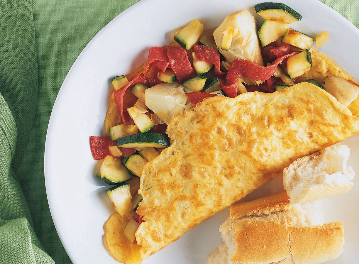 Gevulde omelet met salami