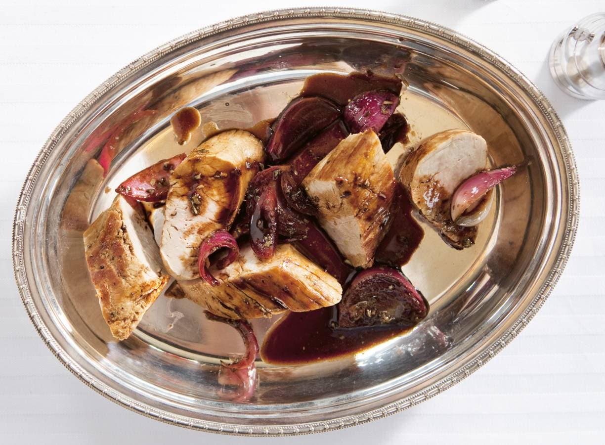 Varkenshaas met balsamico-uien