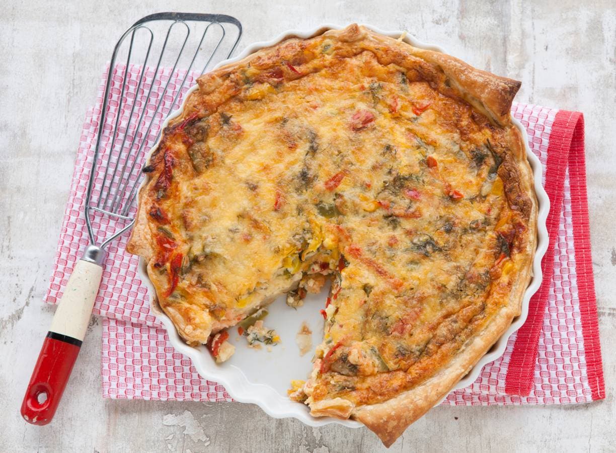 Paprika-zalmquiche