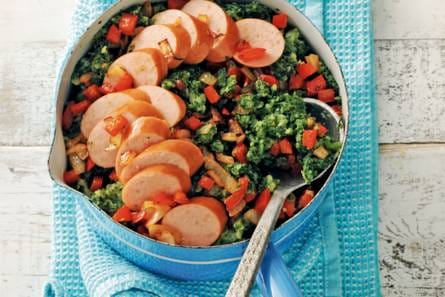 Boerenkoolstamppot met rode paprika