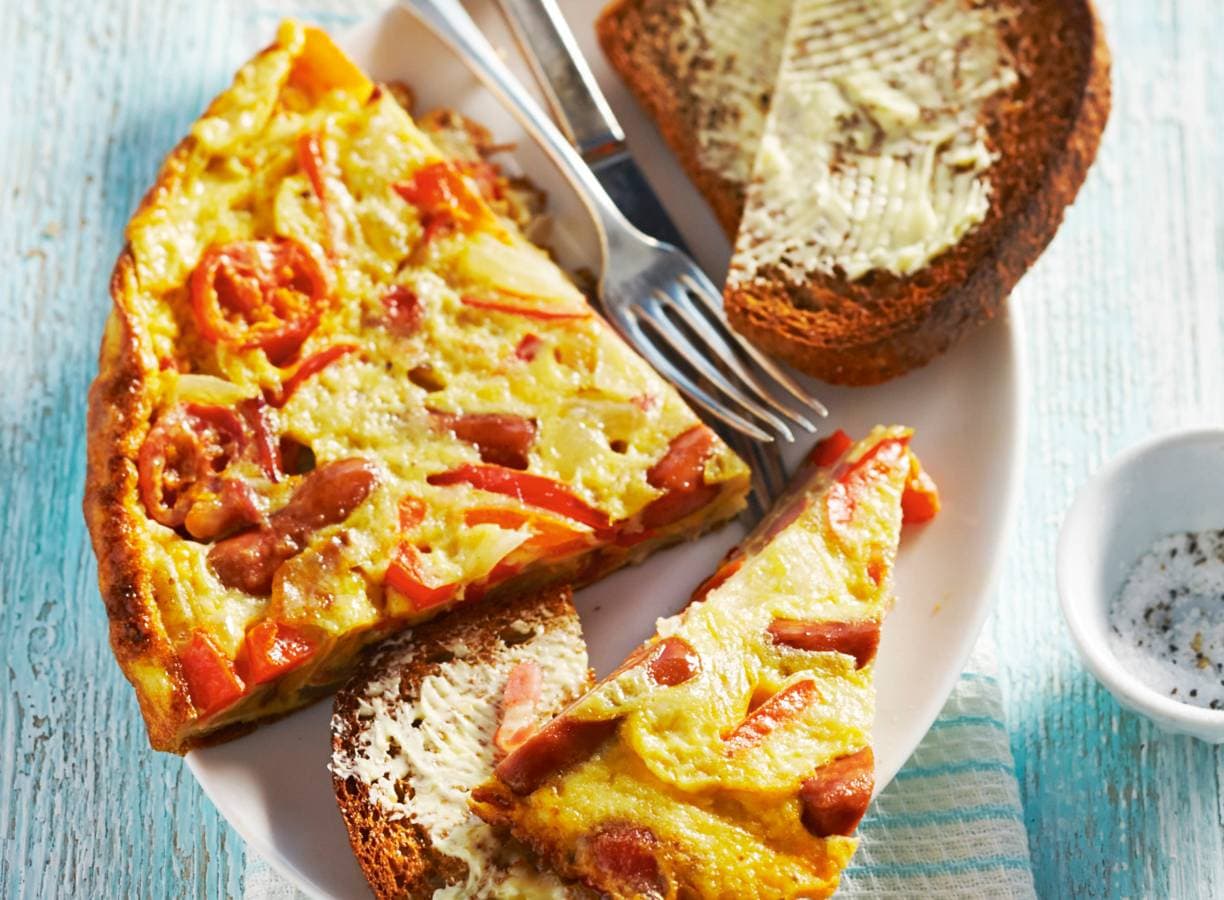 Boerenomelet met kipknaks