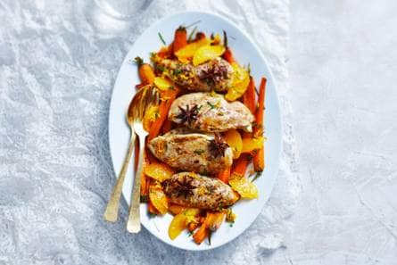 Kipfilet met citrusparten en steranijs uit de oven