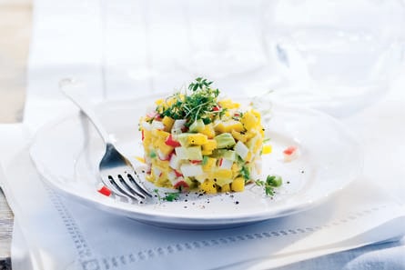 Krabtartaar met avocado en mango