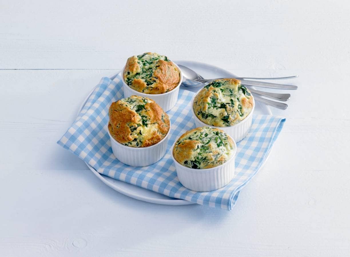 Spinaziesoufflé met blauwaderkaas