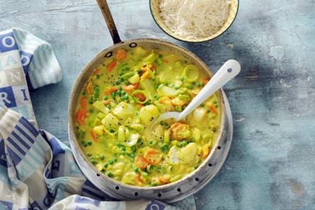 Visragout met rijst en groente